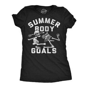 Womens Funny T Shirts Summer Body Goals Sarcastic Skeleton Graphic Novelty Tee